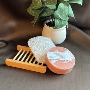 Handcrafted strawberry loofah soap bundle (plant not included)